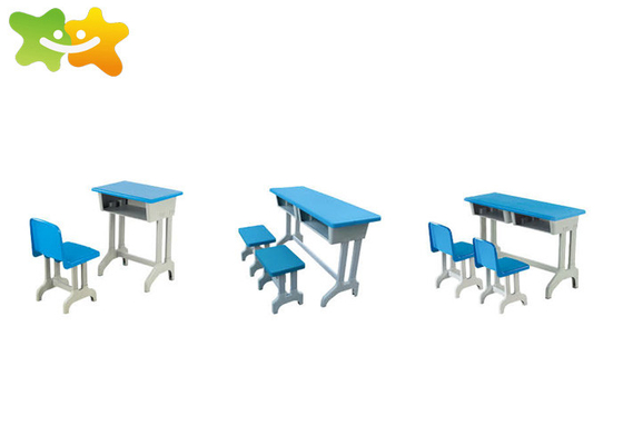 Mebel Sekolah Dasar TK Tunggal Kursi Meja Ganda Set Warna Biru